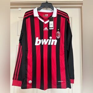 NWT Adidas AC Milan #80 Red/Black Striped Long Sleeve Soccer Jersey Men’s Med